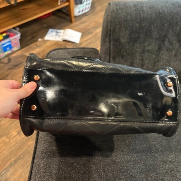 Ted Baker black chevron print bowler bag purse - Picture 4 of 8